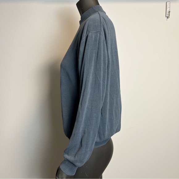 🪽Pronto uomo / silk cotton mock neck breathable blue soft lightweight knit - Picture 6 of 7